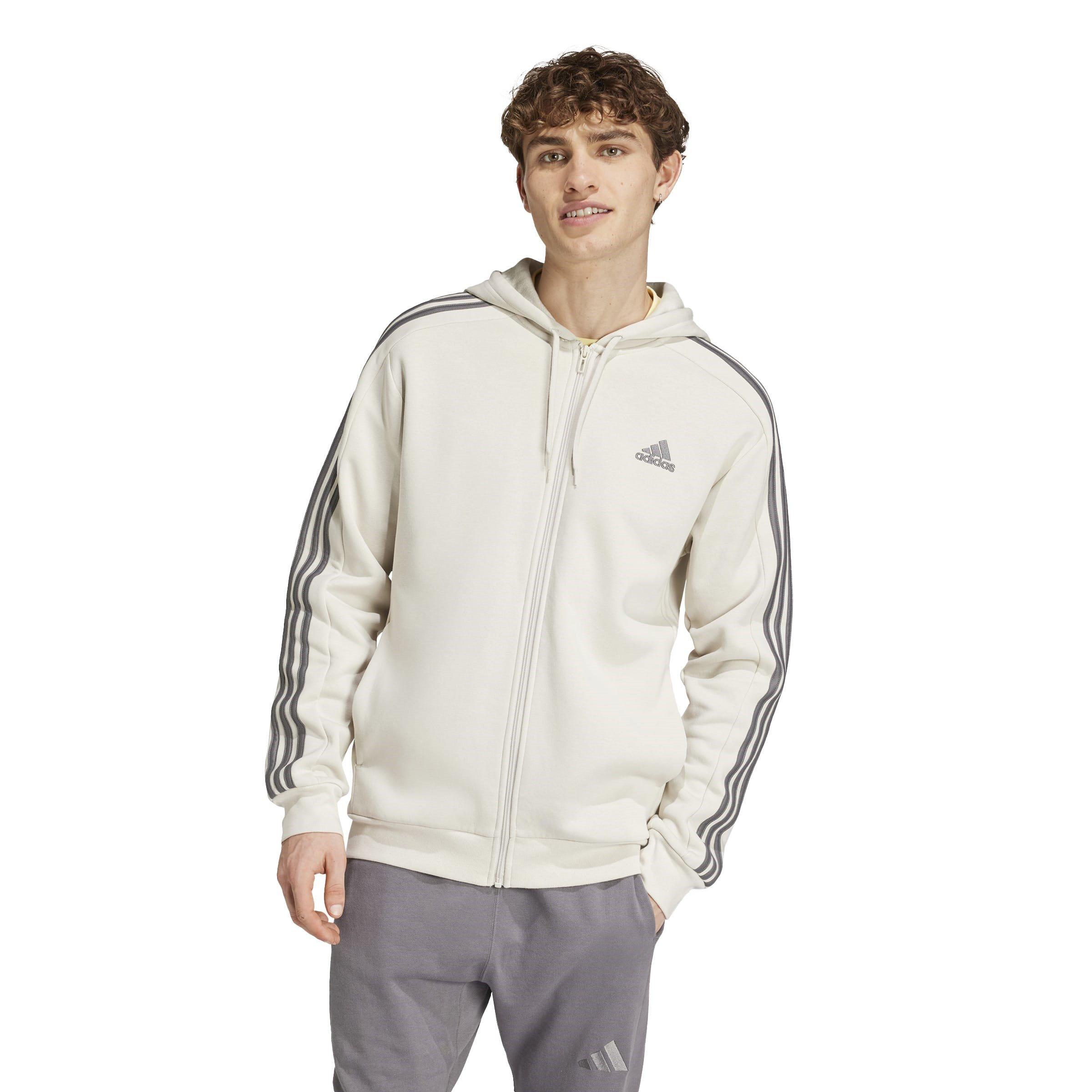 adidas Essentials Fleece 3-Stripes Full-Zip Hoodie Mens