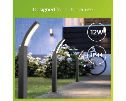 LED sokkellamp 12W 1100 lm 2700 KH 60 cm Splay antraciet