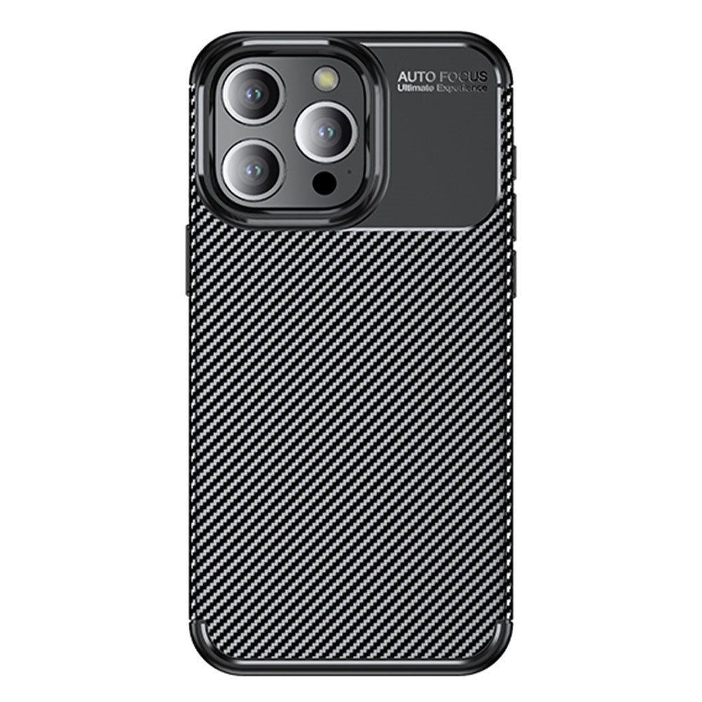 iPhone 15 Pro Max Gummi Case Schutzhülle mit Air Cushion Fallschutz im Carbon Look - Schwarz