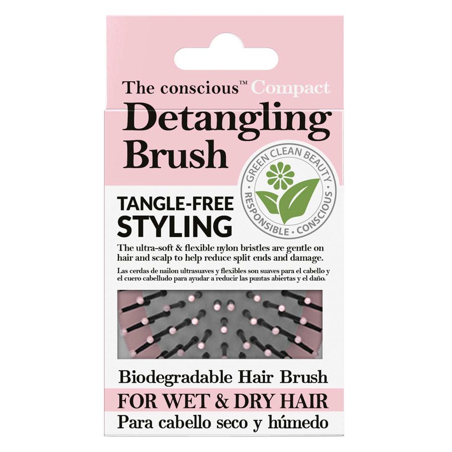 Biovène The Conscious™ Compact Detangling Brush Biodegradable Wet & Dry Brush Ice Pink
