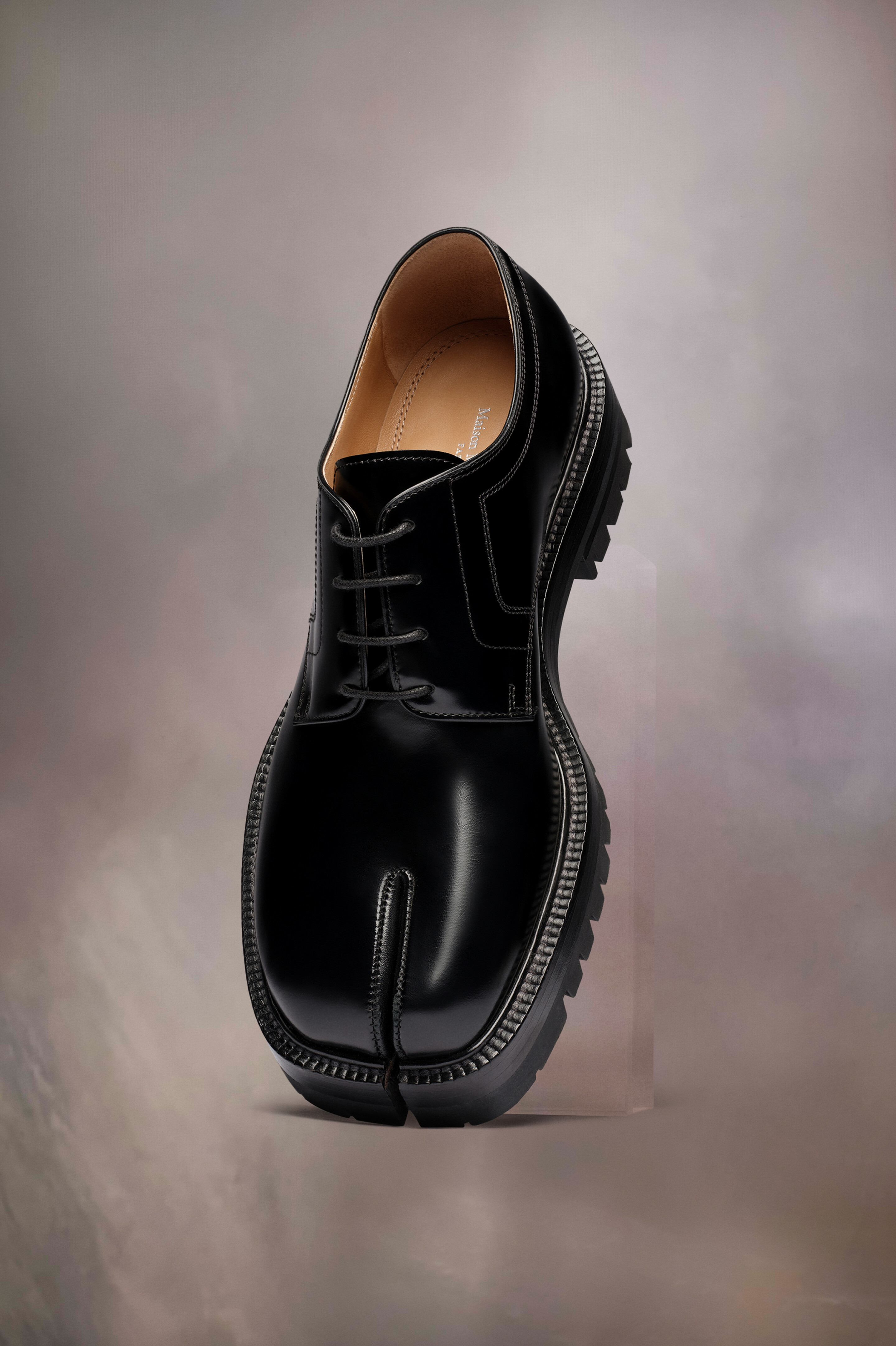 Tabi à lacets noirs en cuir pour homme Noir