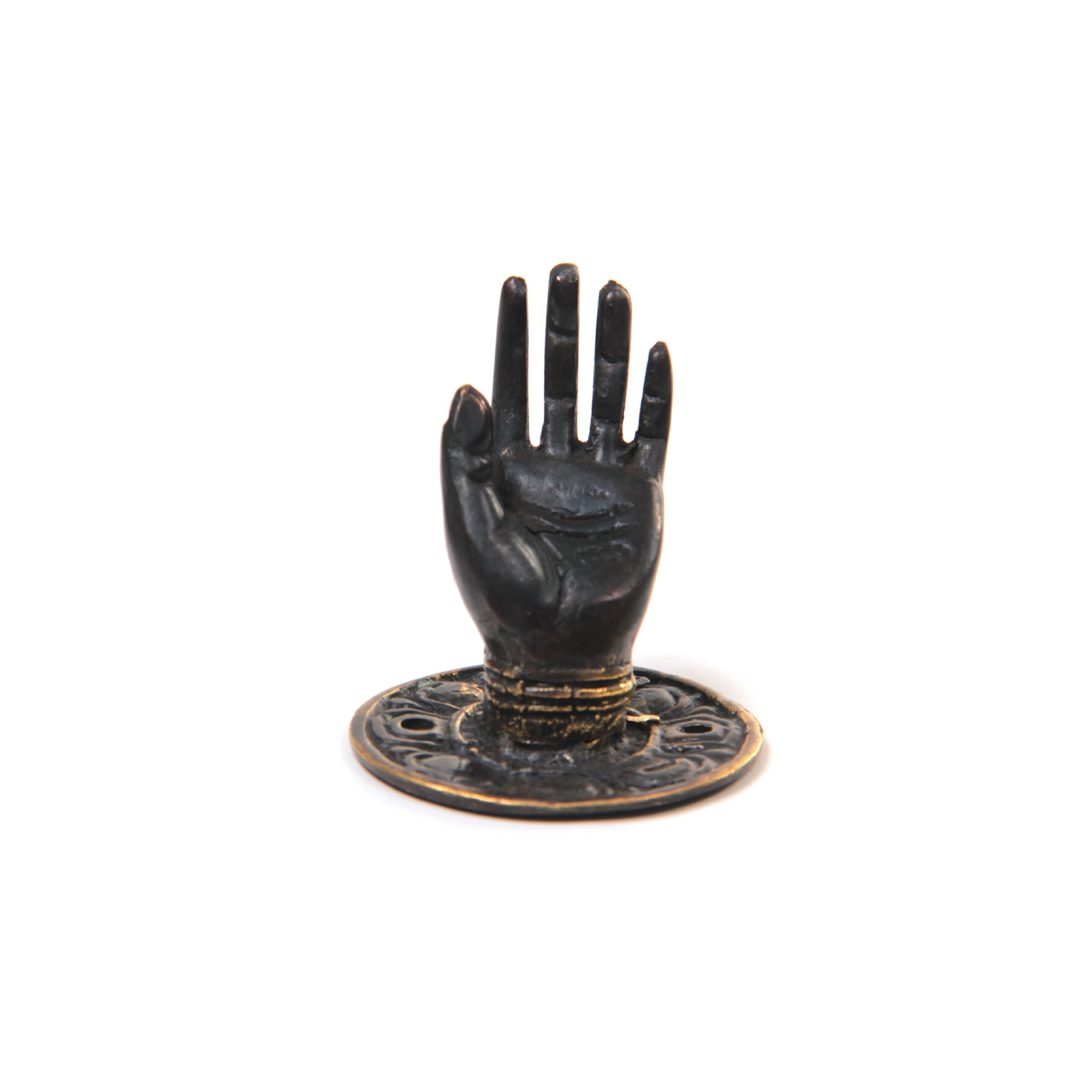 Wandhaken 'Hand links', aus Bronze, Ø 4 cm, H 4 cm von fischer's lagerhaus
