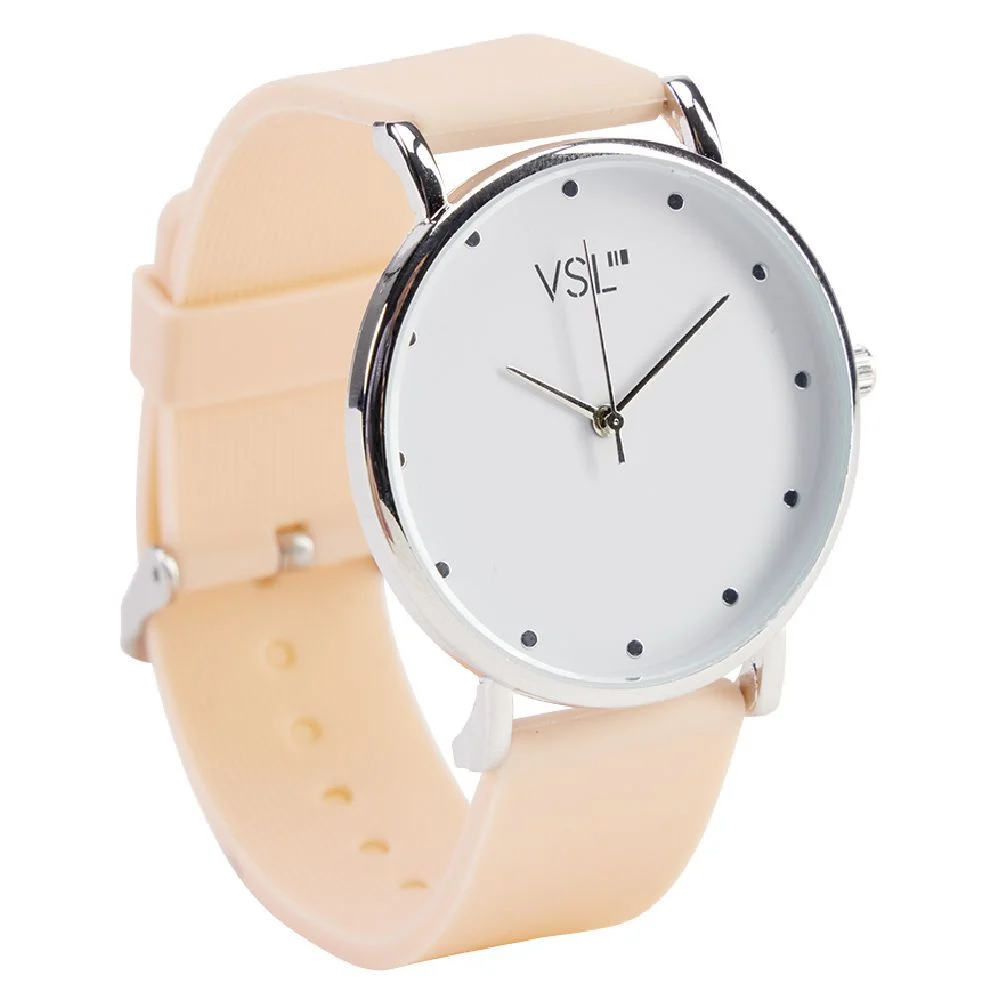 Montre à cadran rond bracelet pastel