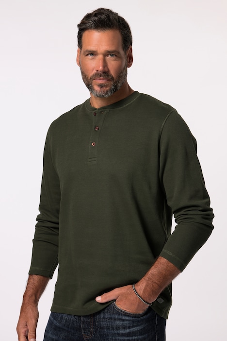 JP 1880 Henley, Langarm, Piqué, bis 8 XL