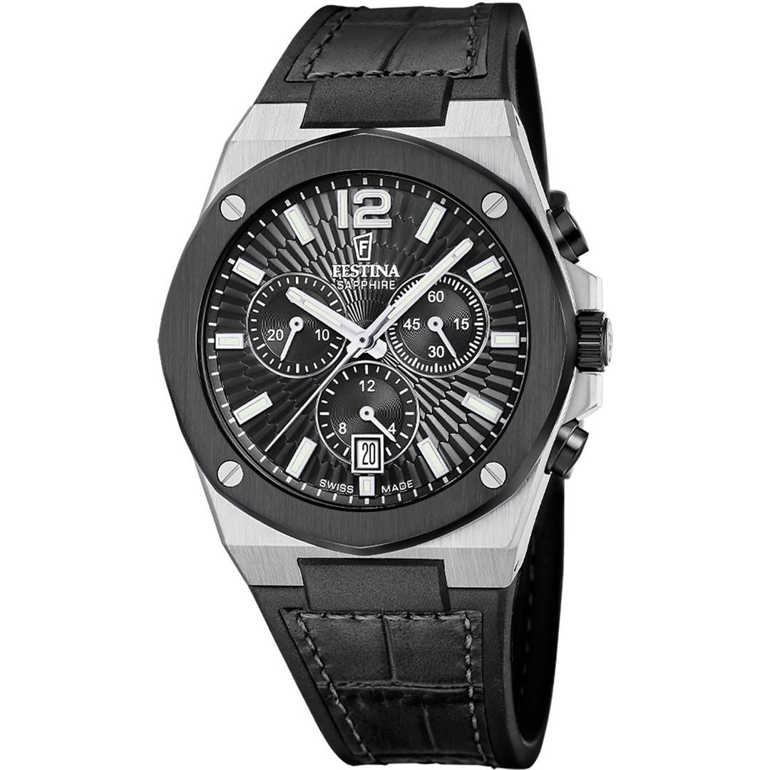Festina Swiss Vallée Chronograph Schwarz / Silbrig