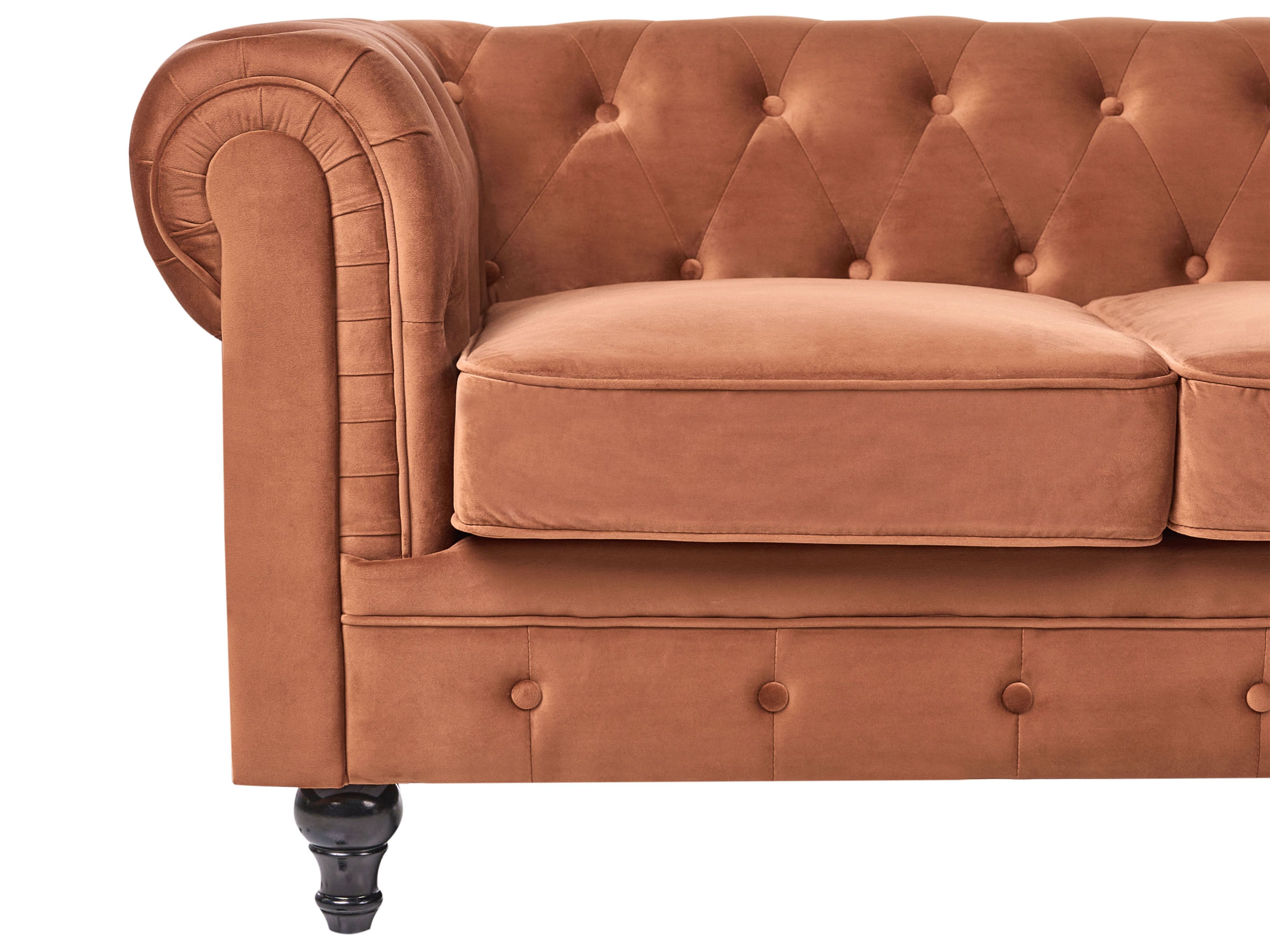 Bankenset 4-zits CHESTERFIELD Fluweel Goudbruin