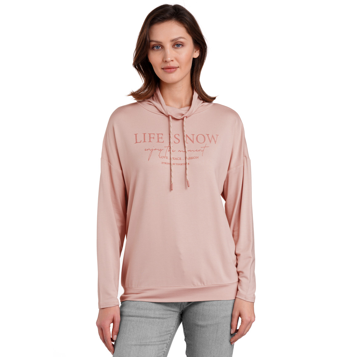 Gina Benotti Damen Langarmshirt mit Statement-Print rosa