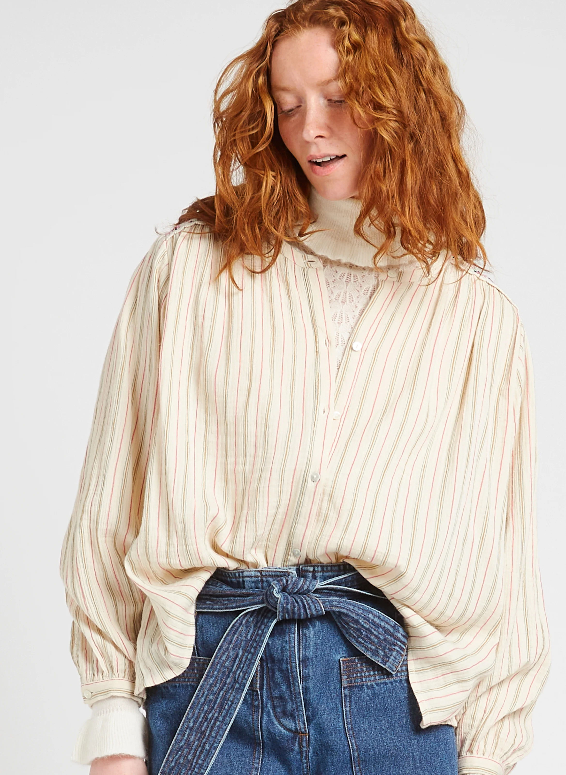 JEANNE - Blouse ample rayée en coton bio | Multicolore