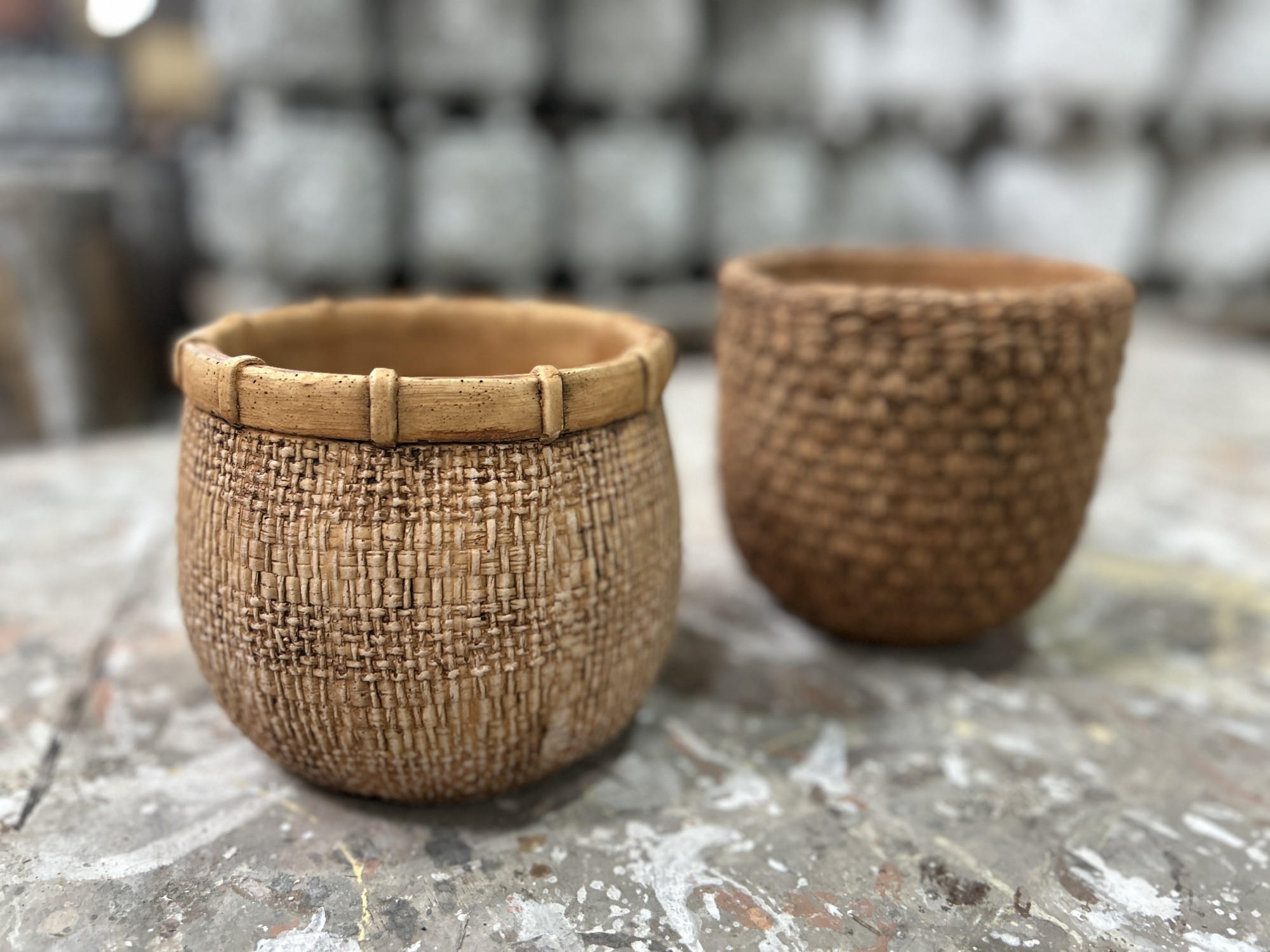 Pflanzgefäß 'Korb', aus Zement, Ø 15,5 cm, H 13 cm günstig bestellen