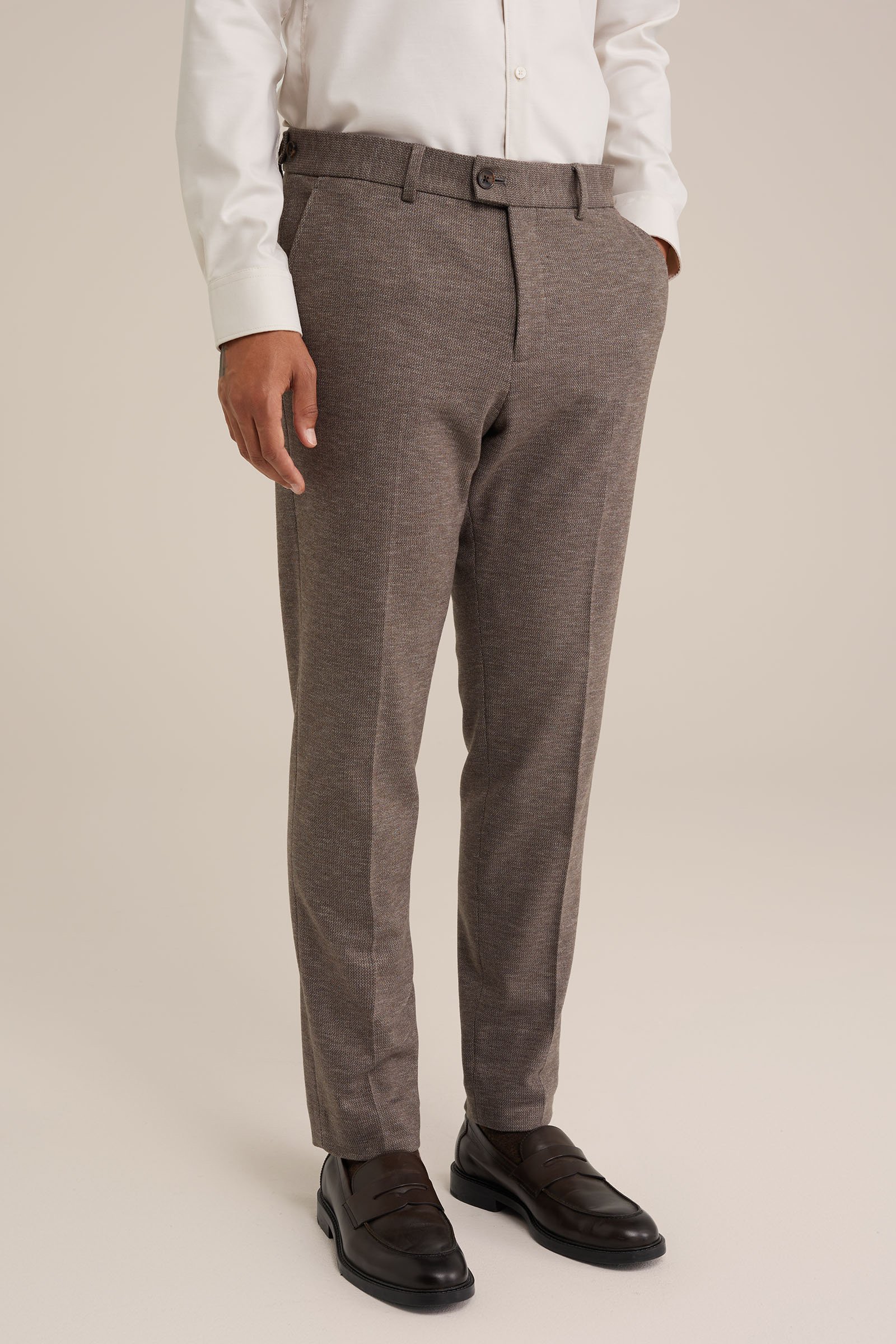 premium flannel look pantalon van gebreid materiaal Van Gils Grijs