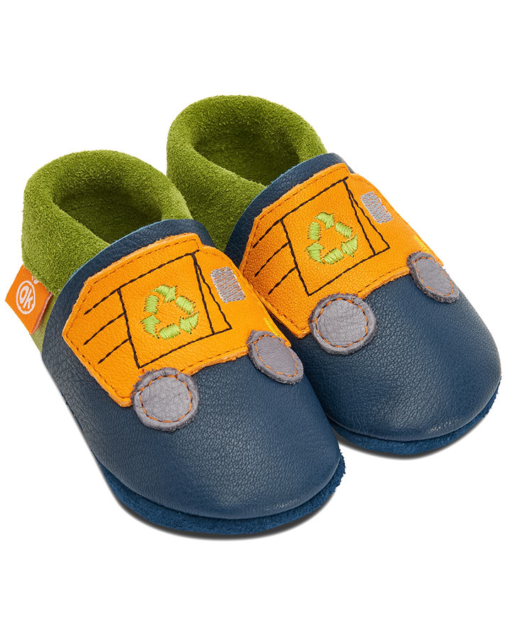 Leder-Hausschuhe HERR MÜLLER DAS MÜLLAUTO in blau
