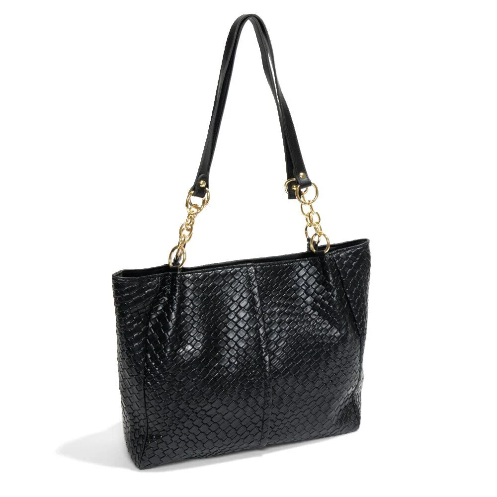 Sac à main simili effet croco 31x13xH27cm - 2 modèles marron ou noir