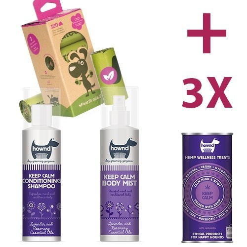 Kit vegano Keep Calm para cães nervosos, roxo