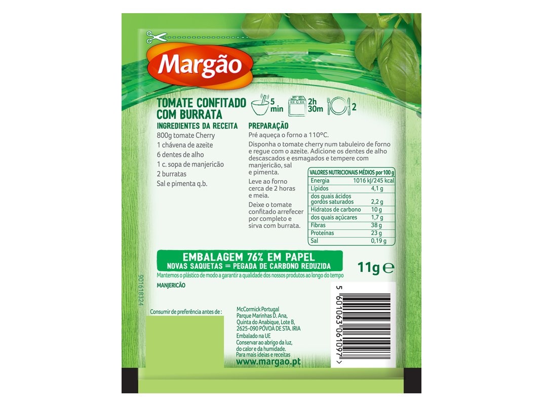 MANJERICÃO MARGÃO SAQUETA 11G