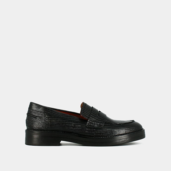 Mocassins  en cuir reptile noir