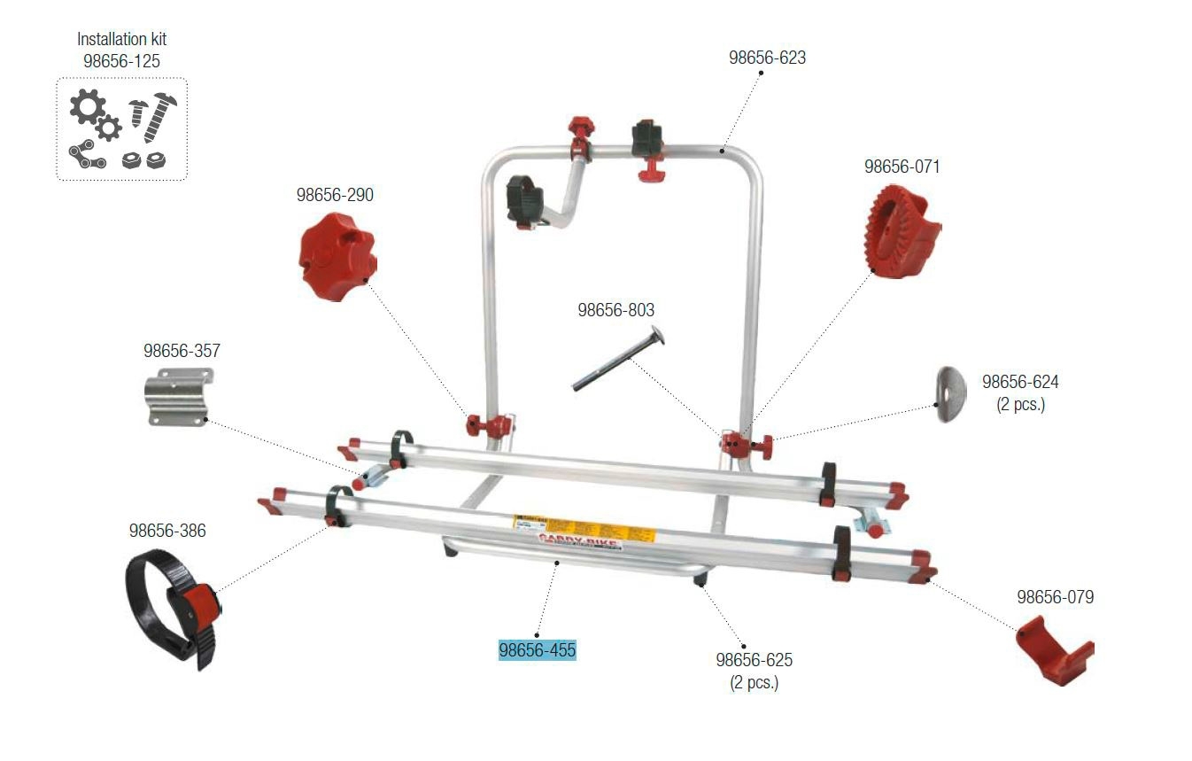 Fiamma Auflagebügel passend für Carry Bike Garage Plus - Fiamma Ersatzteilnummer 98656-455