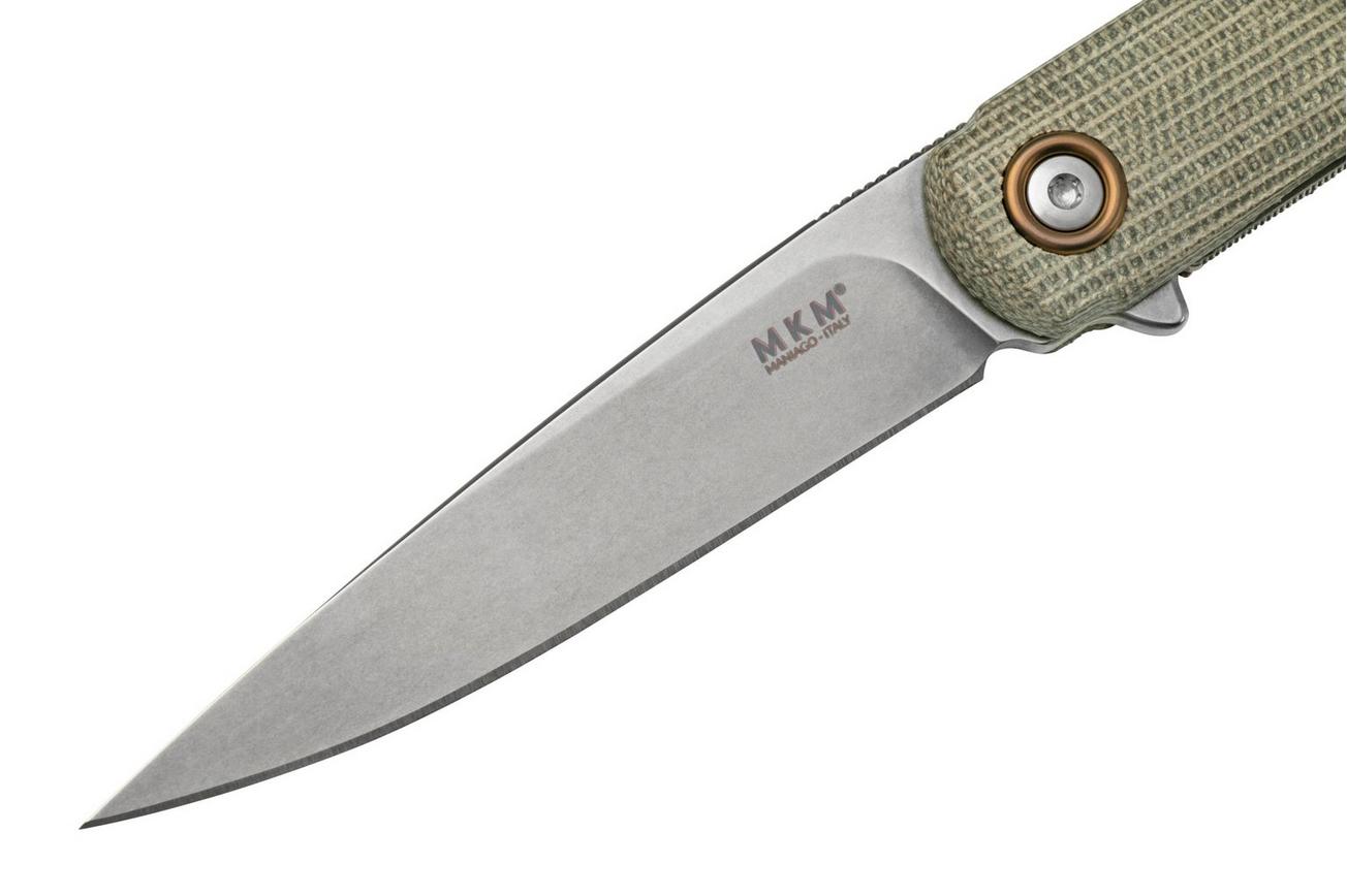 MKM Flame Light FL01L-GC drop blade, green micarta, zakmes