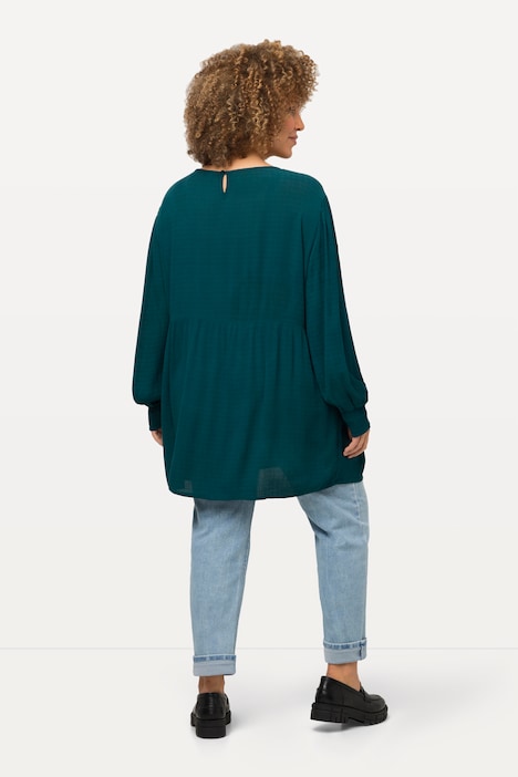 Bluse, Spitzenbänder, A-Linie, Rundhals, Langarm