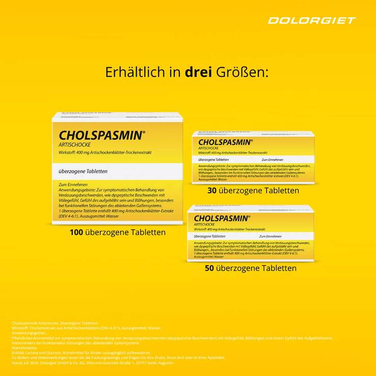 Cholspasmin Artischocke überzogene Tabletten, 50 St