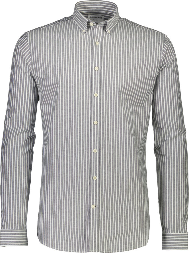 Lindbergh Striped superflex oxford L/S Blå
