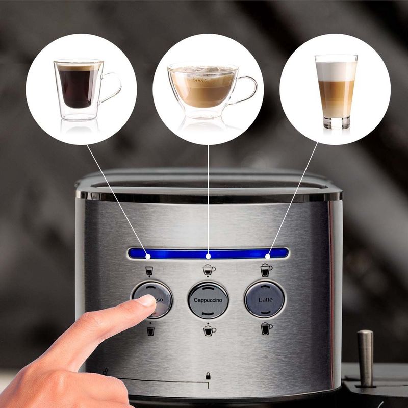 BluMill - Koffiemachine - Pistonmachine - Zilver - Inclusief Automatische Melkschuimer
