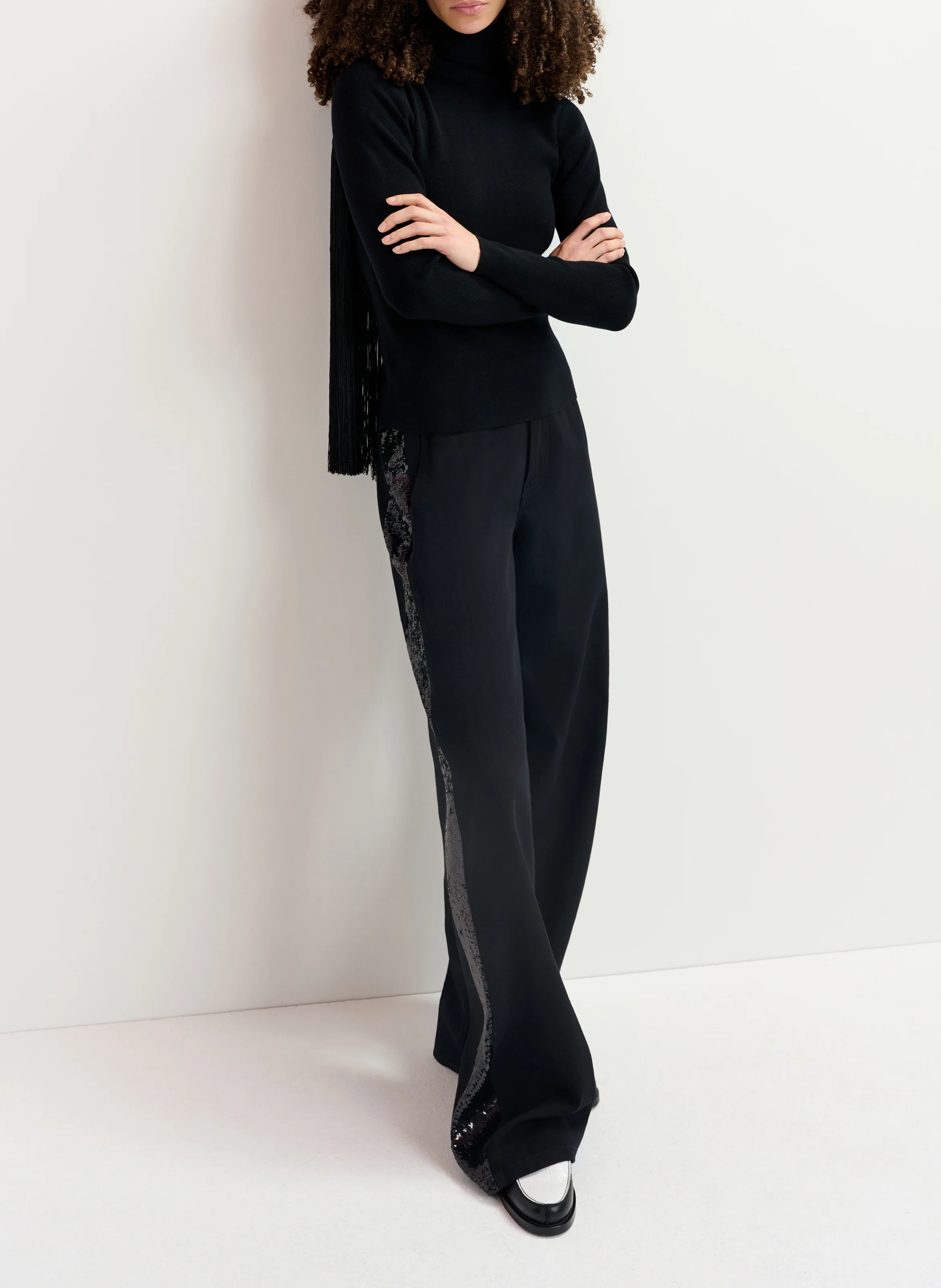GOLITTLE - Pull droit en maille | Noir