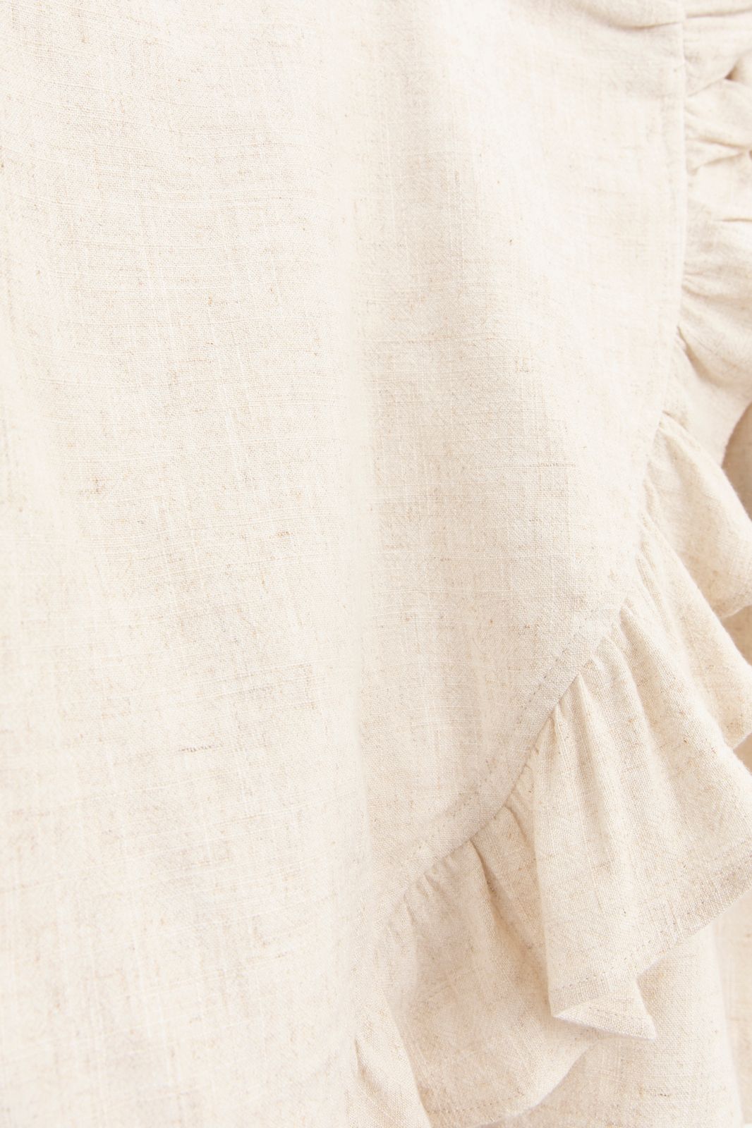 Beige linnen ruffle rok met overslag