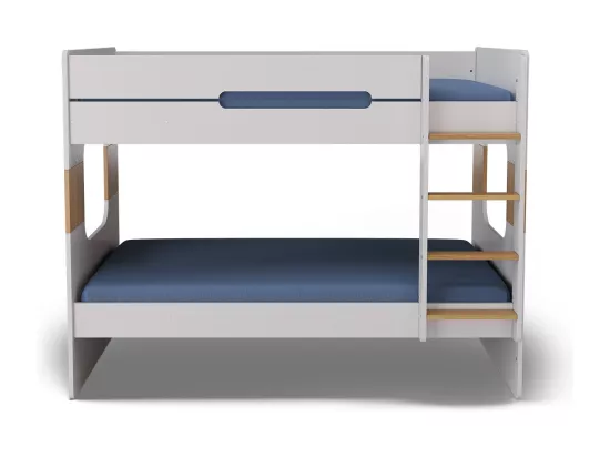Lit superposé gigogne 90x190 cm panneaux de fibres blanc et noisette LEJI