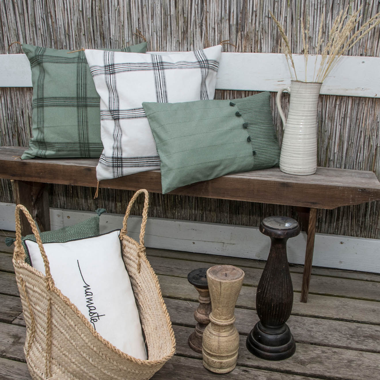 Febronie Housse de coussin Madras noire - 50x50 cm