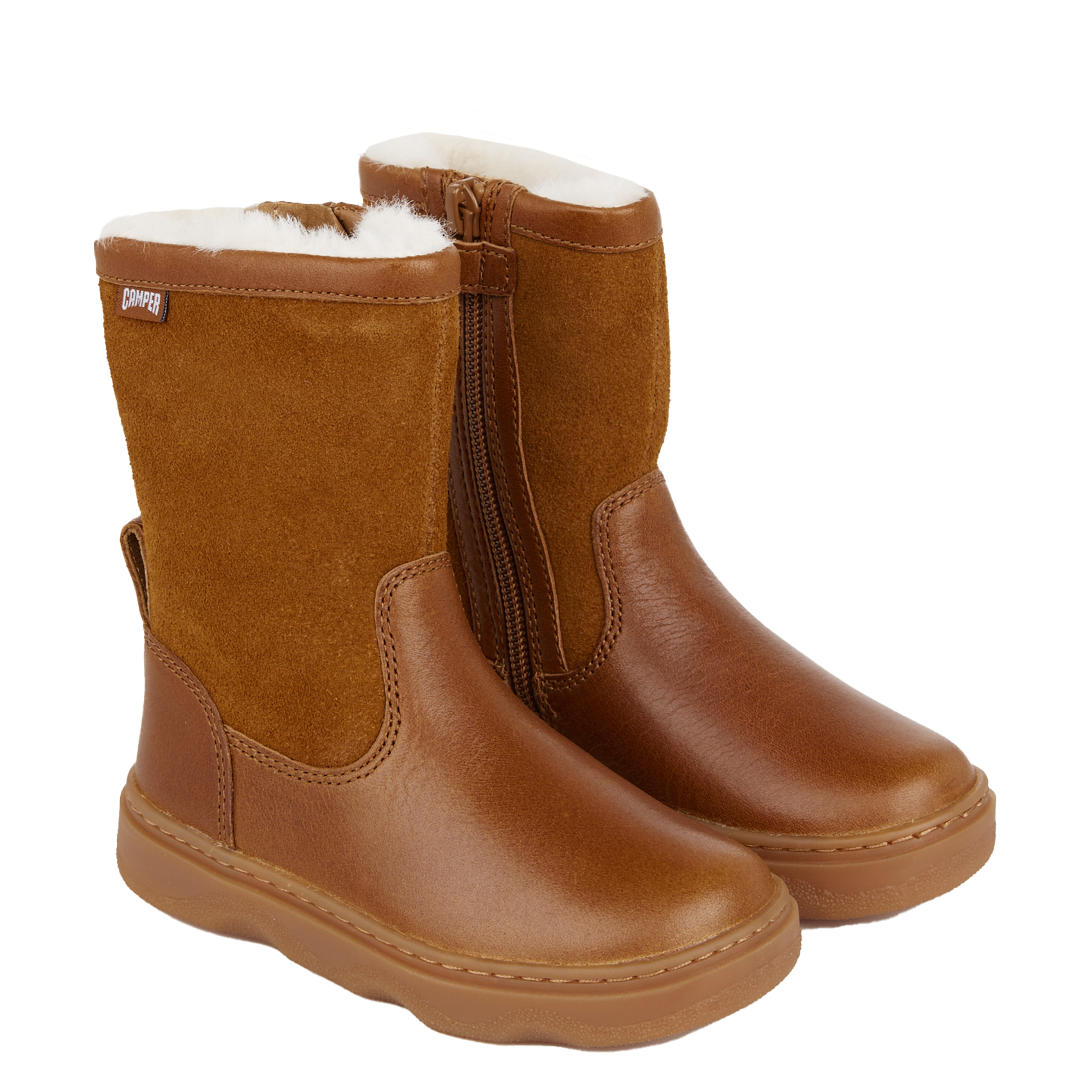KIDDO - Bottes fourrées en cuir bi matière | Marron