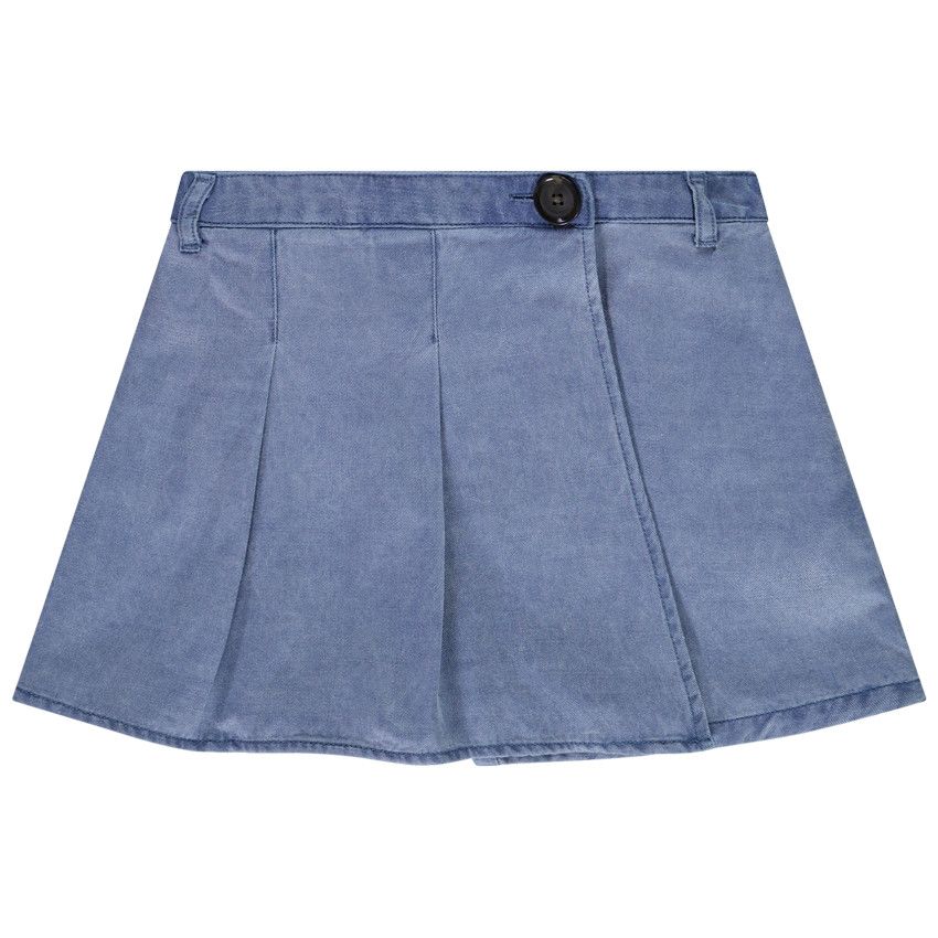Jupe-short effet plissé pour fille - Bleu