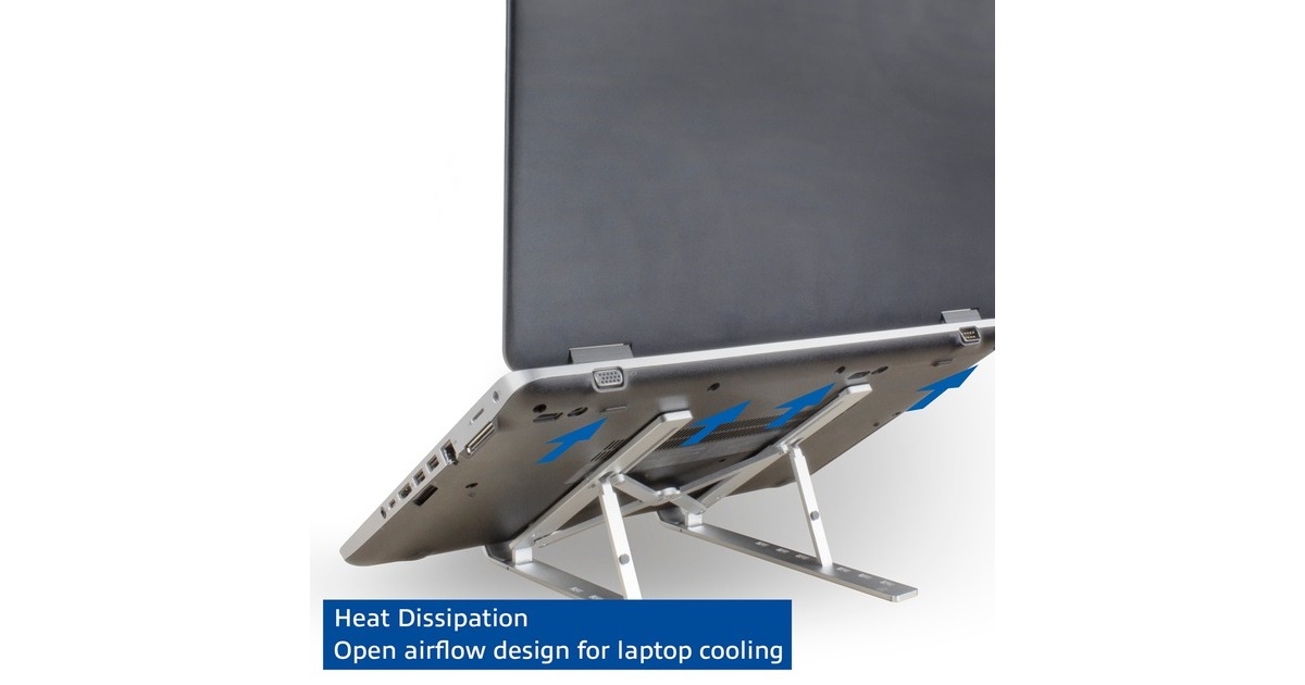 ACT ConnectivityLaptopstandaard aluminium, opvouwbaar  (Aluminium, Hoogte verstelbaar in 7 standen)