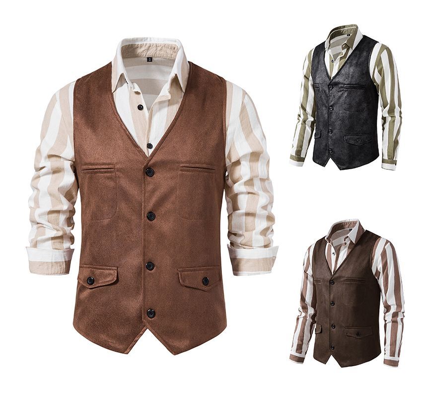 Fireon - V-hals corduroy vest met knopen