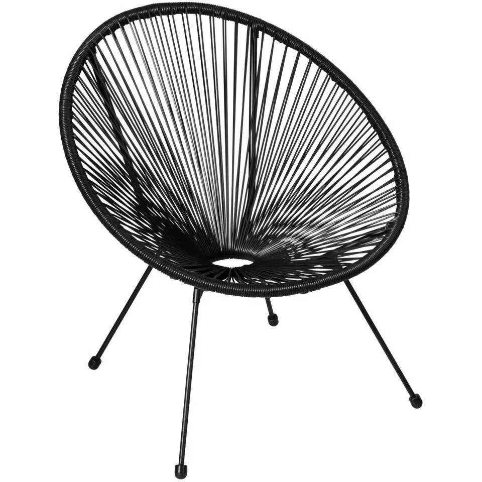 tectake Set van 2 stoelen Santana met tafel, Zwart