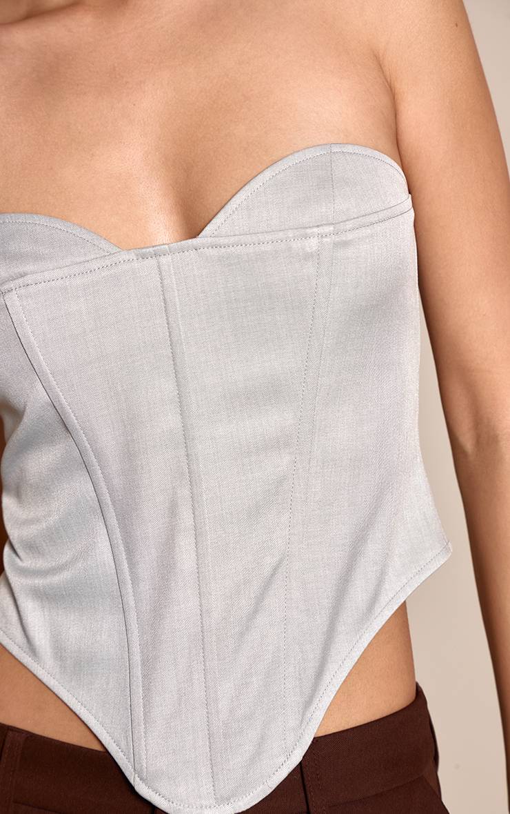 Gris Corset Structuré Tissé À Détail Bonnets