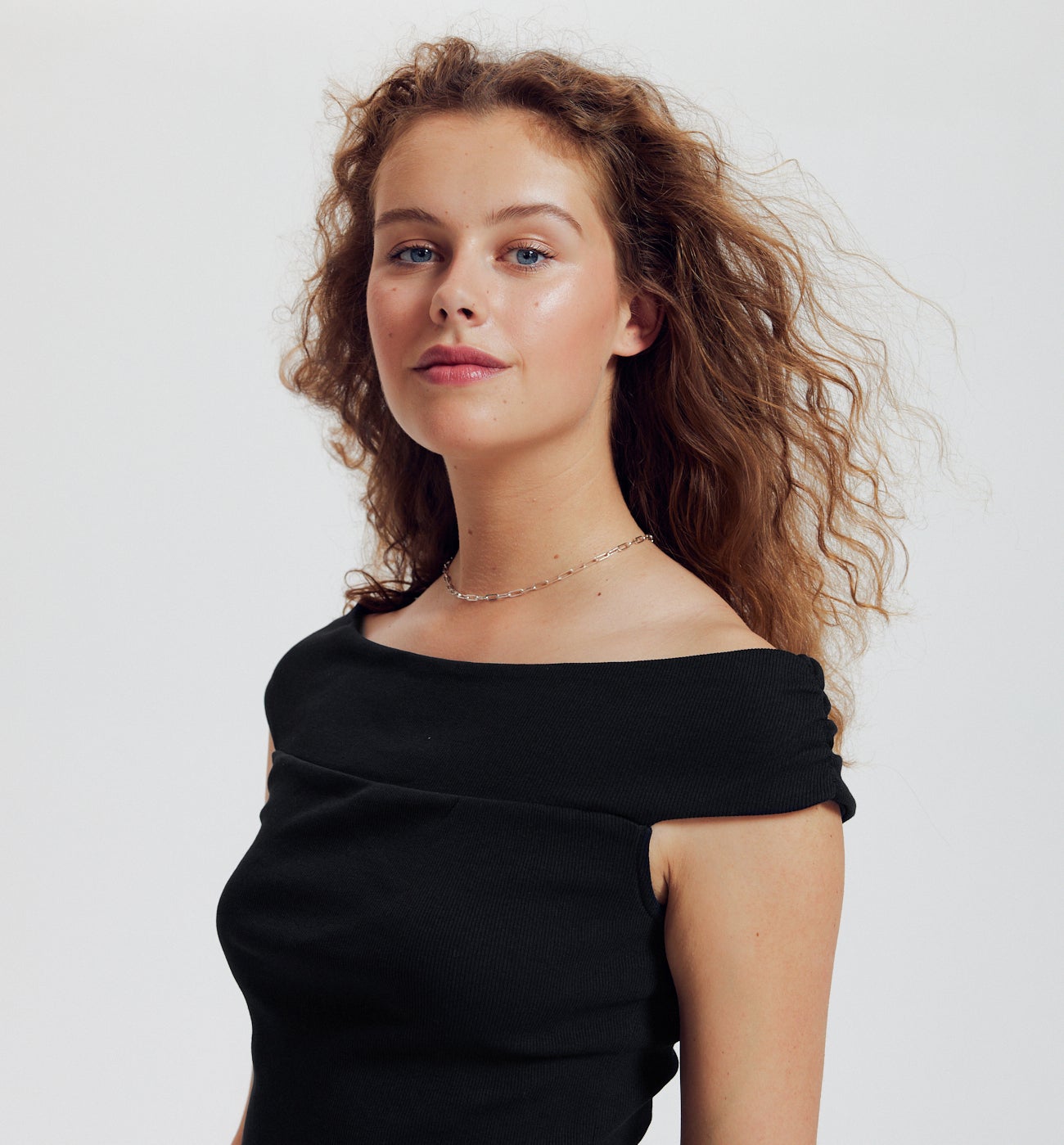 T-shirt col Bardot Femme - Noir
