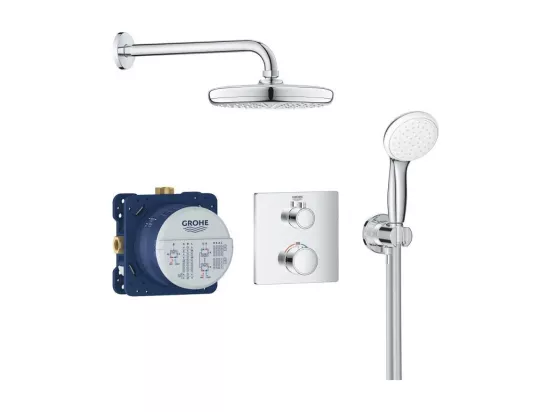 GROHE Ensemble douche encastrable Grohtherm Tempesta 210 avec nettoyant robinetterie GrohClean
