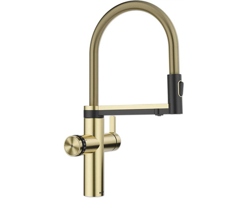 Blanco keukenkraan met filterfunctie en kokend heet water CHOICE ICONA satijngoud satijnen afwerking 527658
