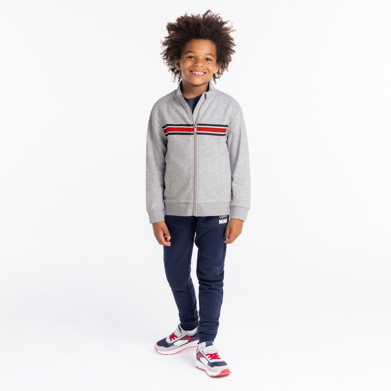 Sweat-shirt zippé col montant gris garçon