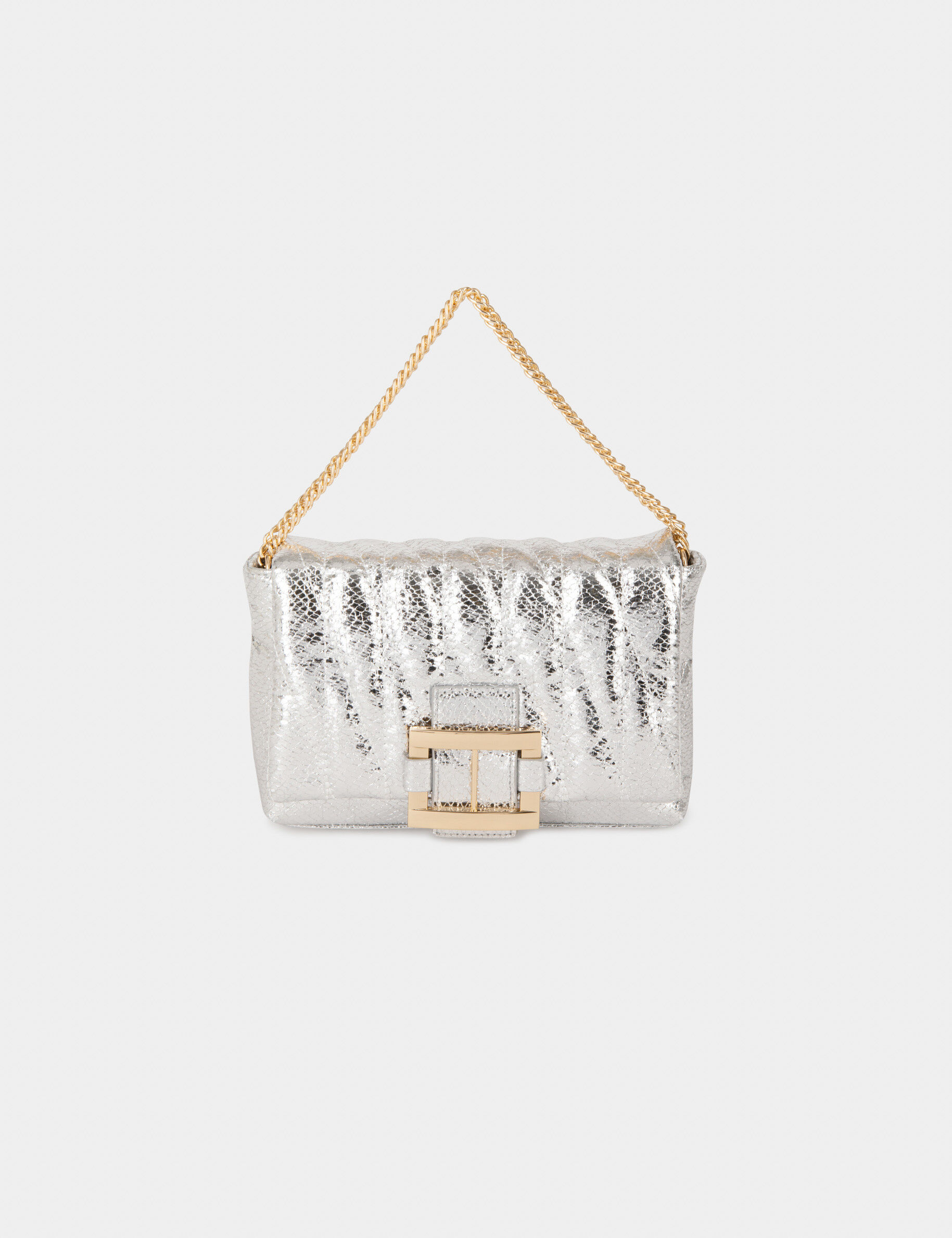 Sac matelassé avec boucle argente femme - argente