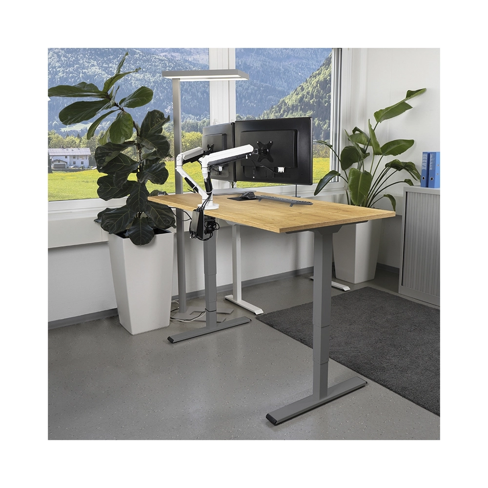 CONTINI höhenverstellbarer Bürotisch 1.4x0.8m Eiche / Gestell ET225E dunkelgrau