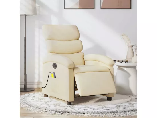 Fauteuil inclinable massant électrique crème tissu