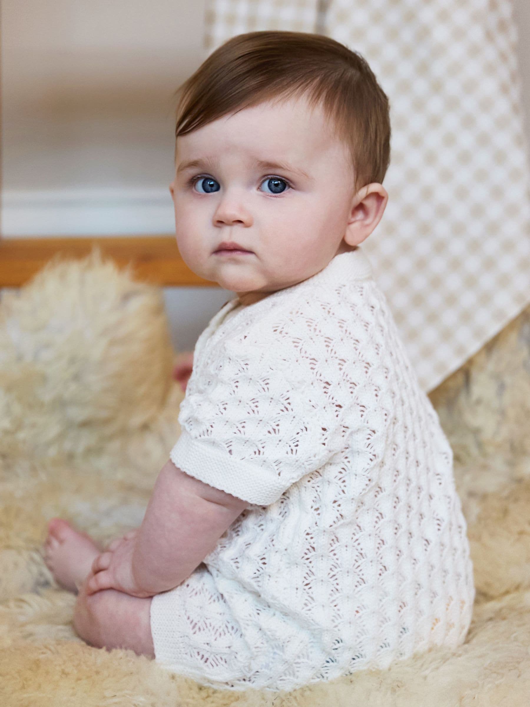 Wit - The Little Tailor Baby Scallop Design Pointelle Button Through 100% Cotton Romper
