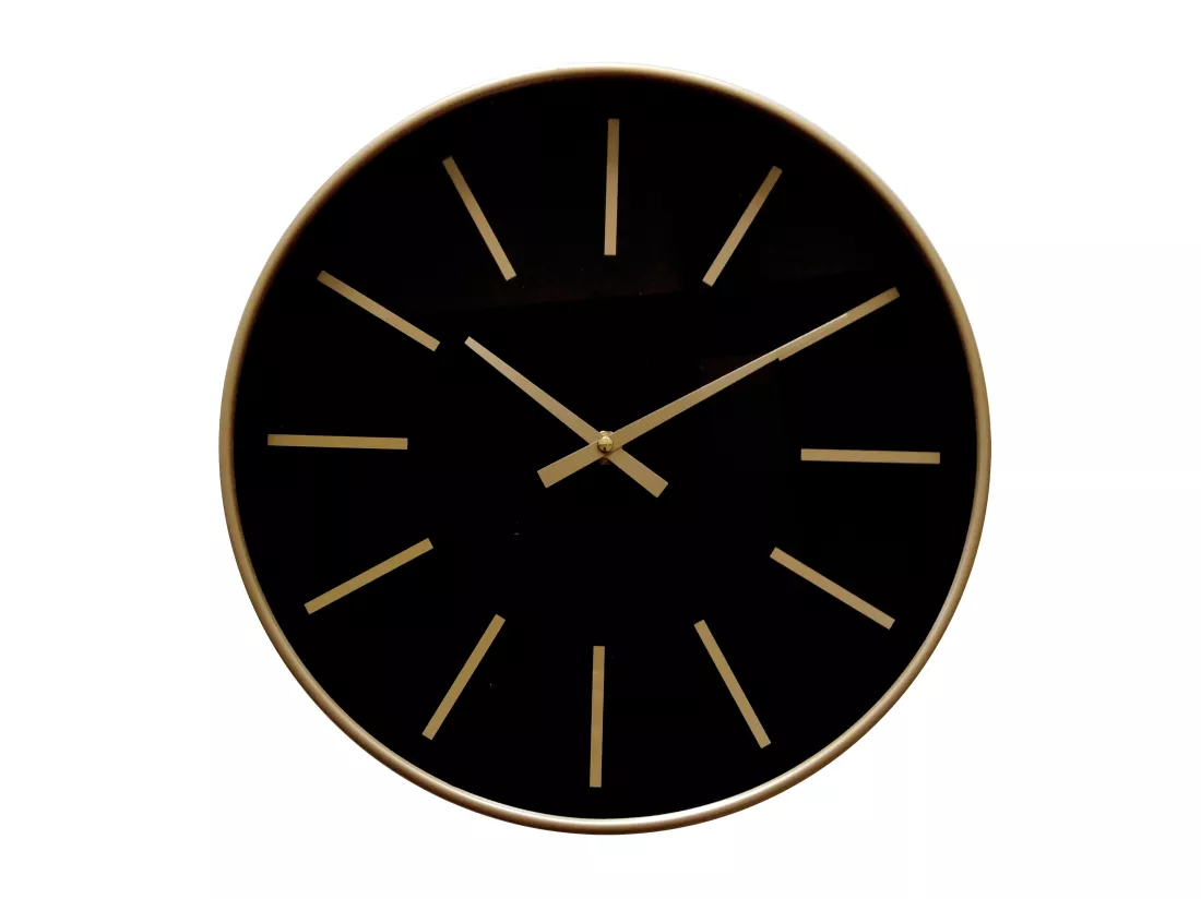 Horloge noire et dorée 30,5x30,5x4cm