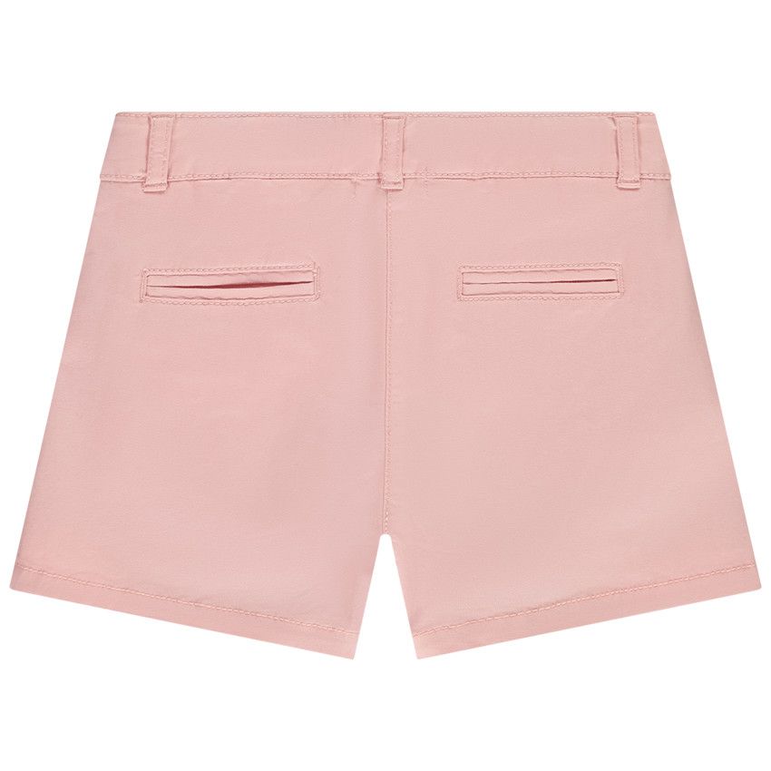 Short en twill uni effet pince pour fille - Rose