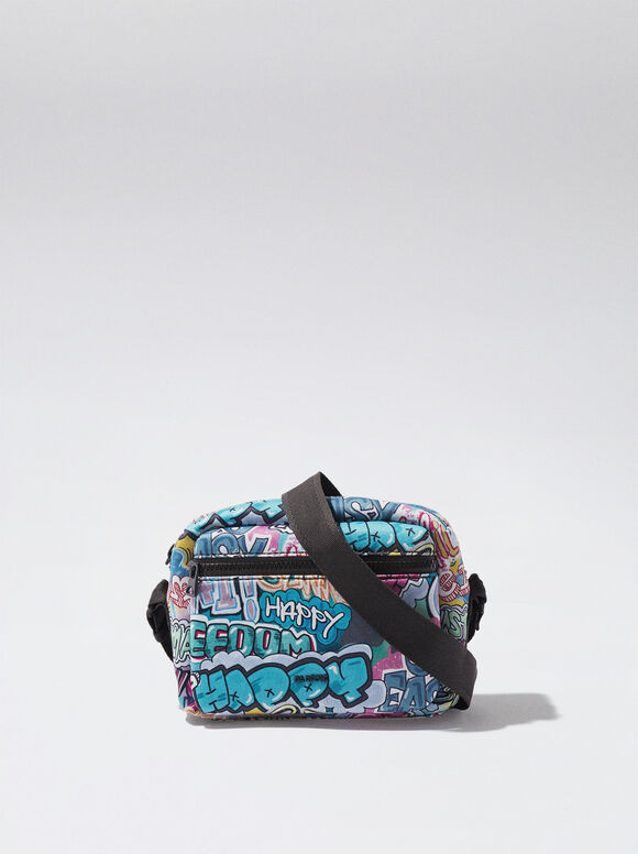 Bolsa de ombro em neoprene estampada - Azul