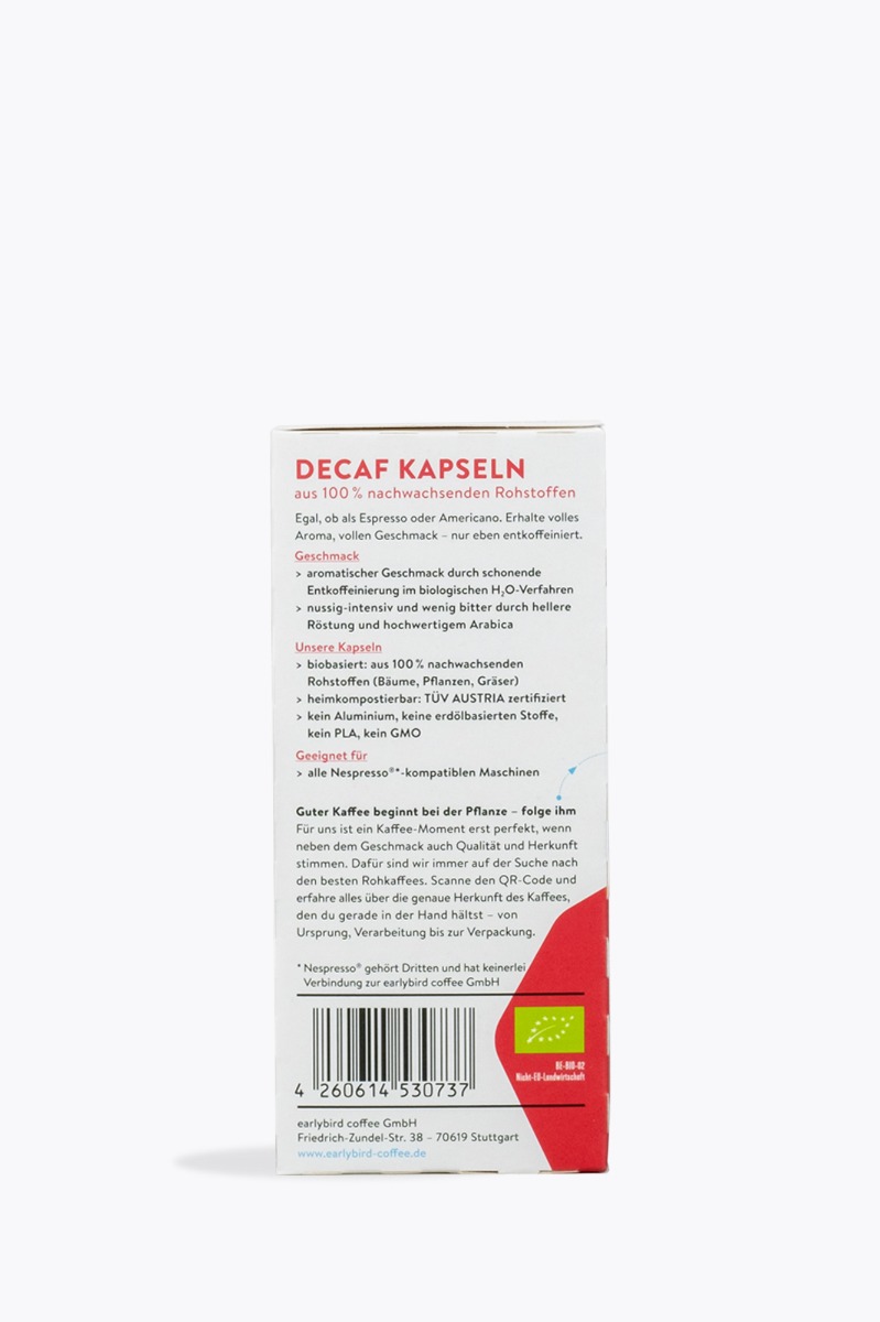 earlybird coffee Decaf Bio 10 Kapseln Nespresso® kompatibel