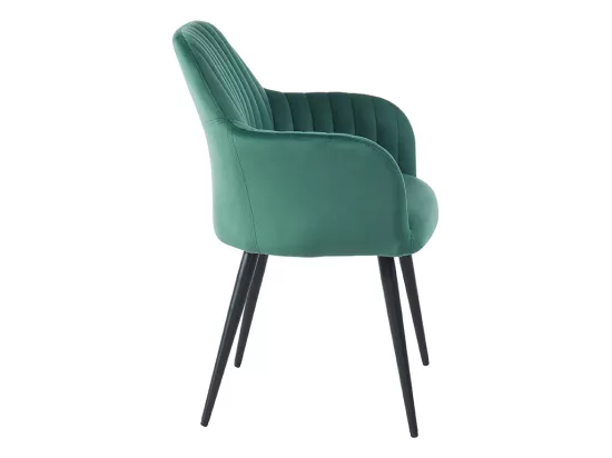 Lot de 2 chaises avec accoudoirs en velours et métal noir - Vert - ELEANA