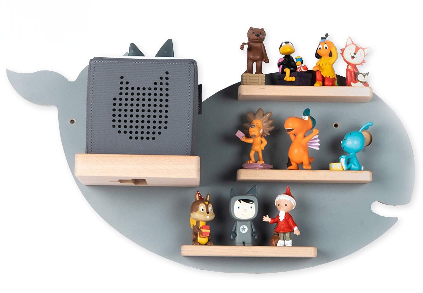 BOARTI Holz Tier Wal Kinder Regal Toniebox Figuren Wandregal Tonies Musikbox
