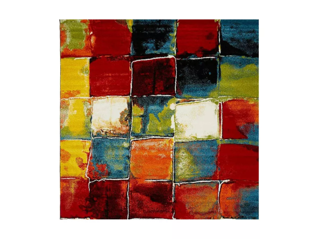tapis grand salon 280x380 tissé multicolore rectangle motif géométrique BELO 2